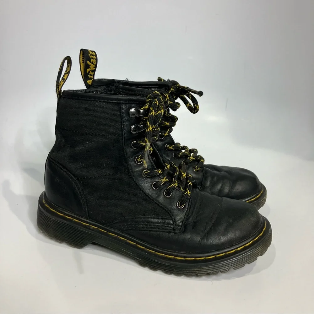 Dr. Marten’s 1460 panel canvas and leather lace‎ up boots black kids size 1